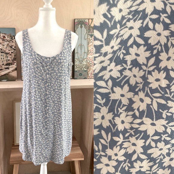 Vintage J.Crew Blue Floral Dress - Picture 1 of 10